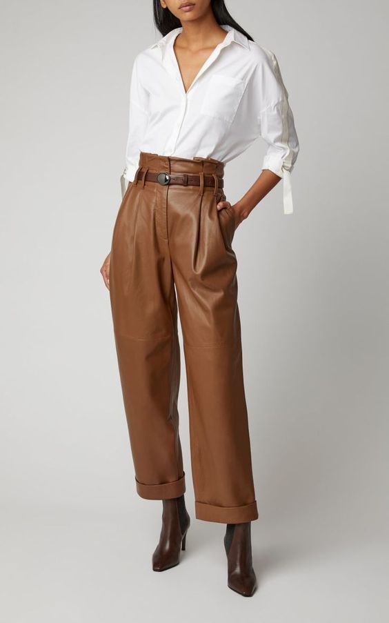 Wide-leg leather Trousers