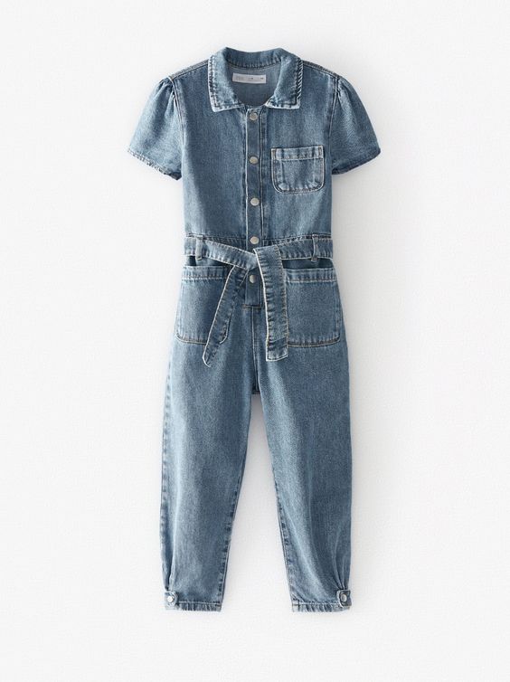 Denim jumpsuit with press studs