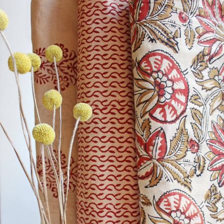 Trio of colourfully patterned fabrics