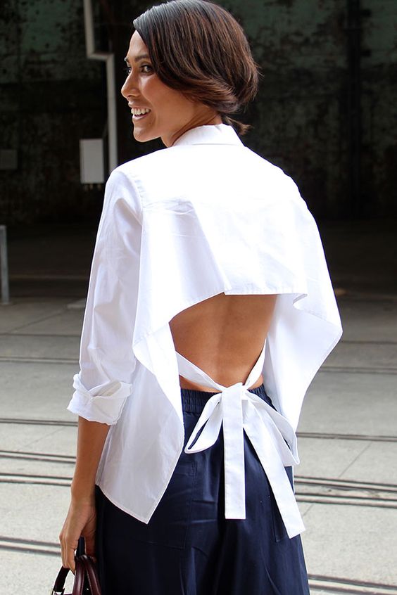 White shirt with bare back